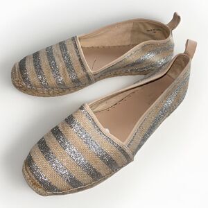 Kate Spade Lilliad Glitter Espadrille Flats Size‎ 7 Metallic Silver